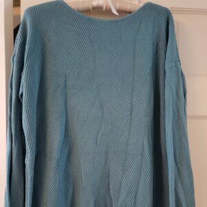 Long sleeved blue popover sweater